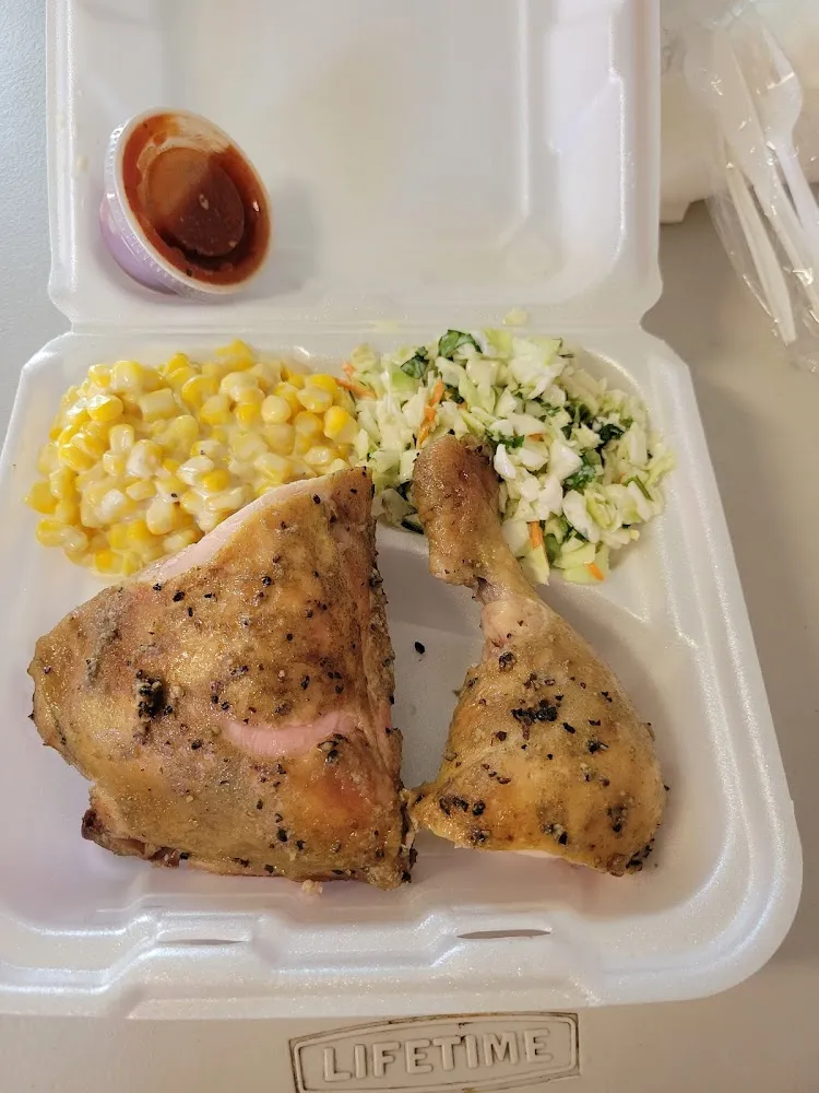 BBQ Chicken with Corn and Coleslaw